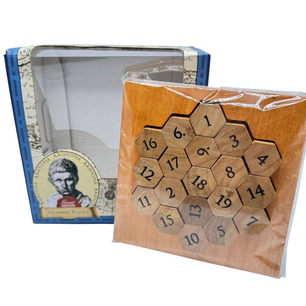 Great Minds Aristotles Number Puzzle Wooden Brain Teaser Box
